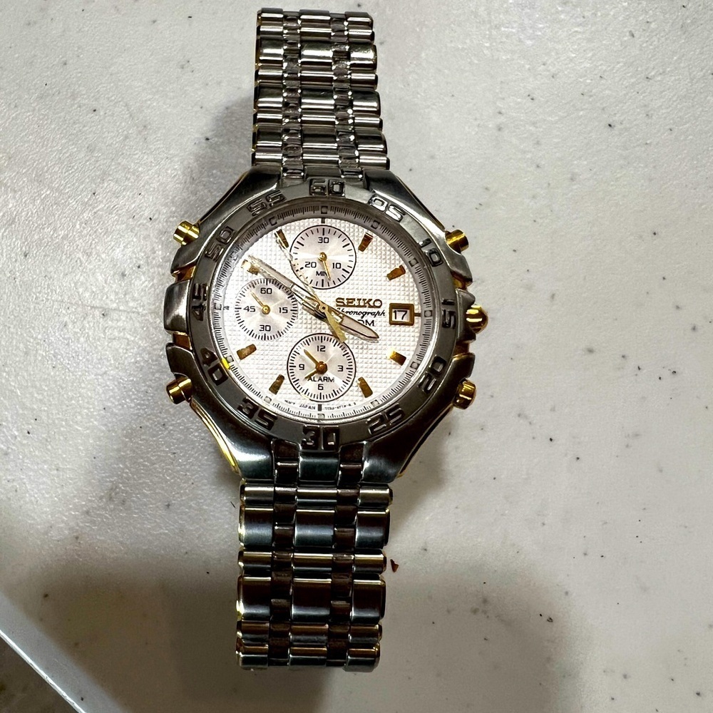 Men's Seiko 7T32-6N6O Alarm Chronograph Wrist Watch‎